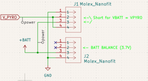 Ulysses Molex Nanofit schematic for battery and pyro connections